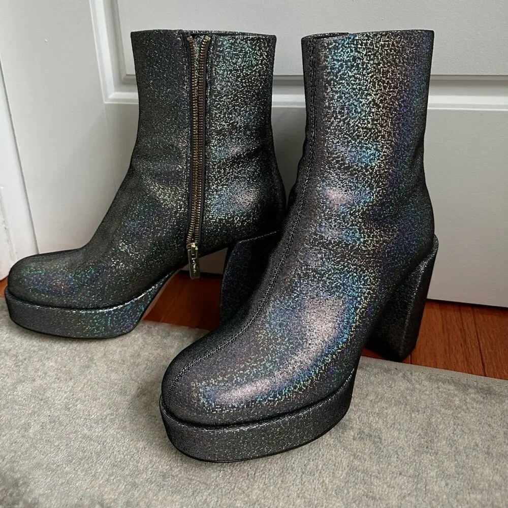 NWT 3.1 Phillip Lim Women's Naomi Shimmery Platform Booties in Gray Size US 9.5